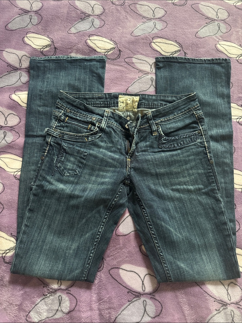 Traverniti Boot Cut Jeans in Medium Blue - Comfortable Stretch Denim size 29